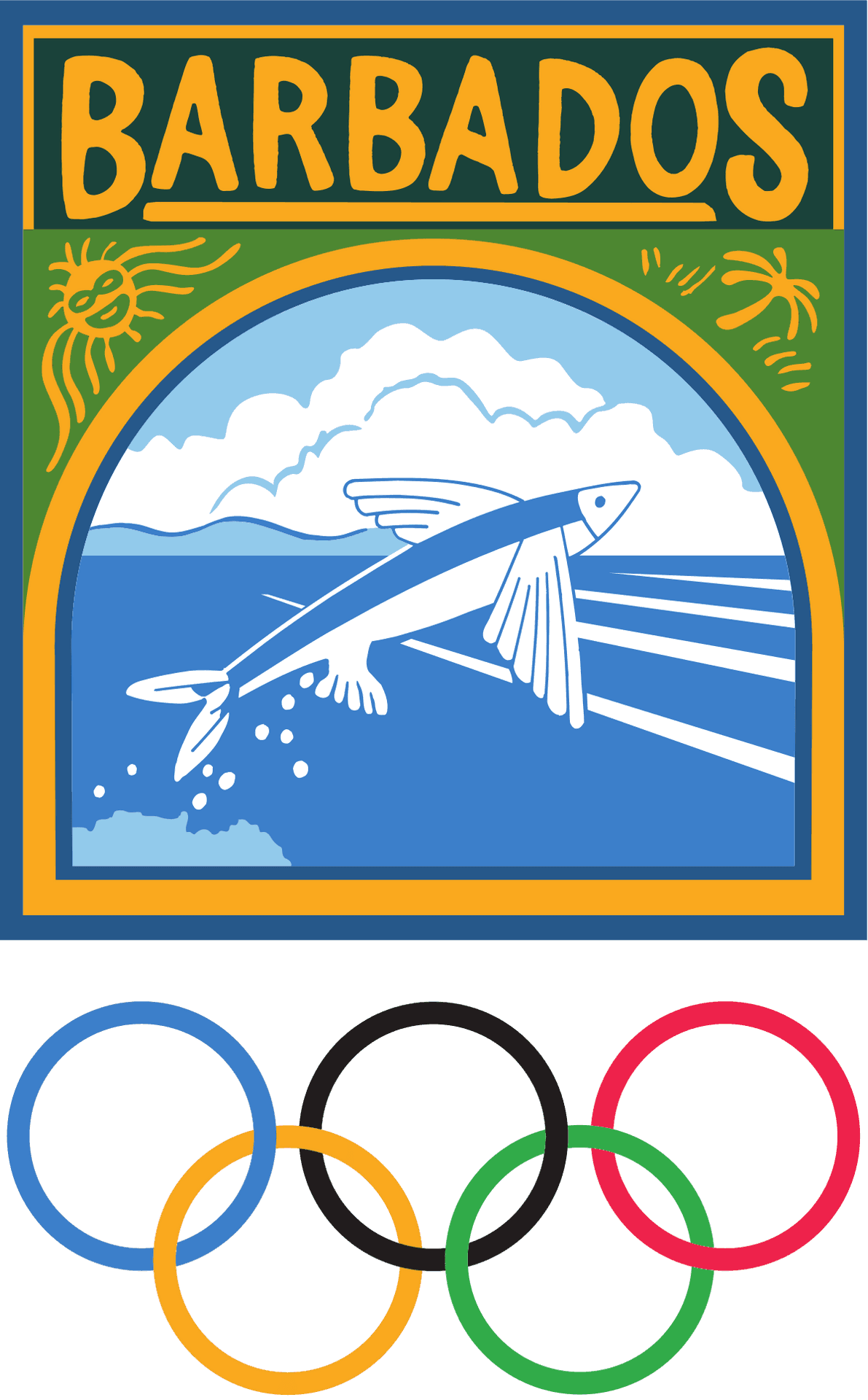 Barbados Flying Fish Olympic Rings Poster PNG image