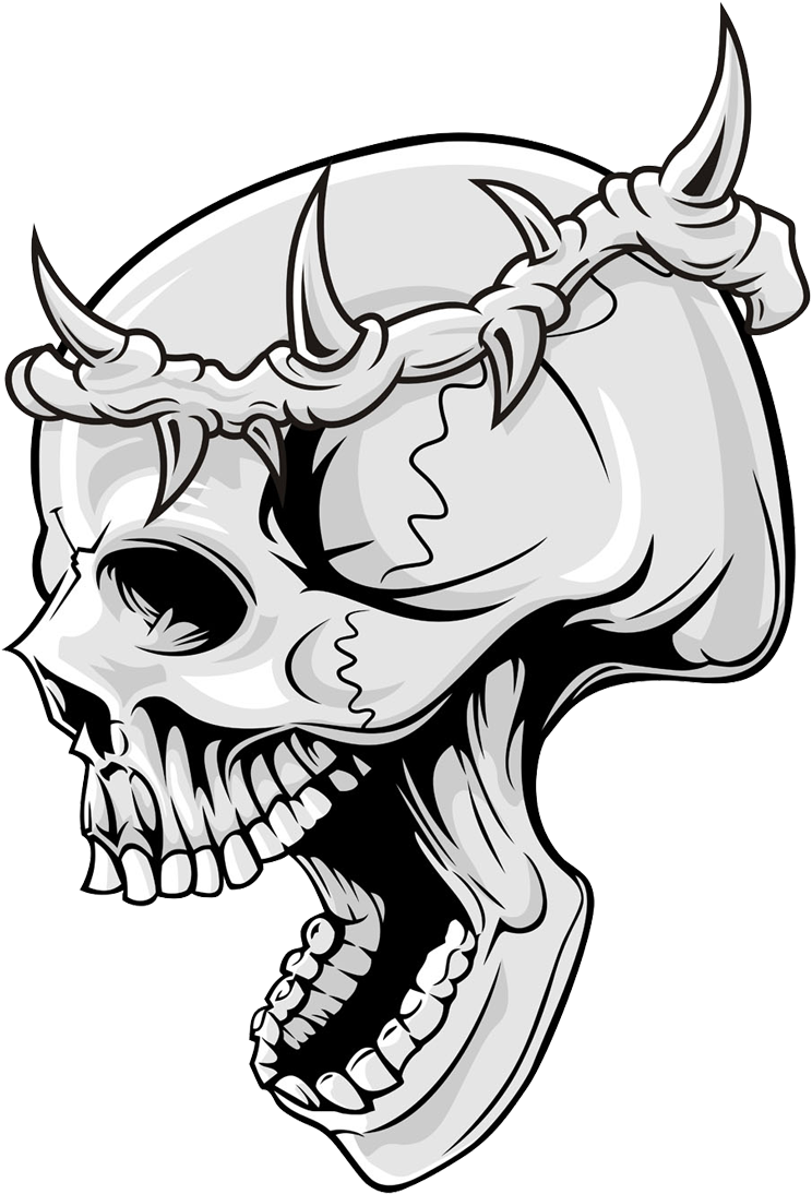 Barbed Wire Horned Skull Graphic PNG image