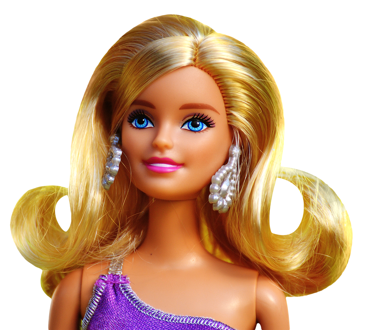 Barbie Doll Portraitwith Pearl Earrings PNG image