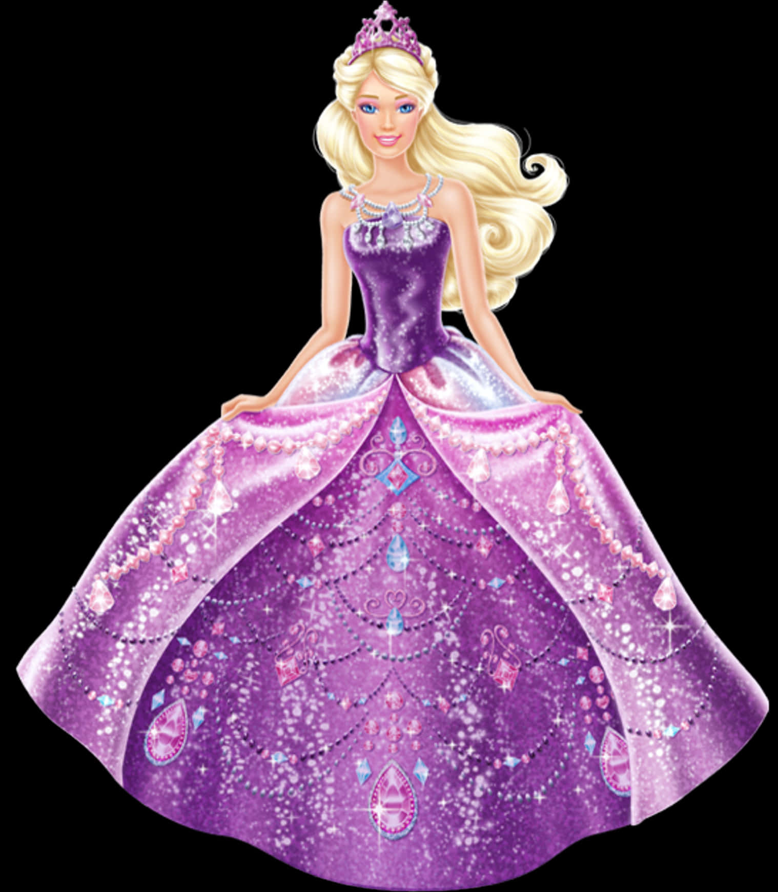 Barbie Princessin Sparkling Purple Gown PNG image