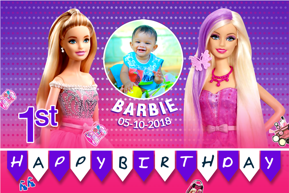 Barbie Theme First Birthday Celebration PNG image