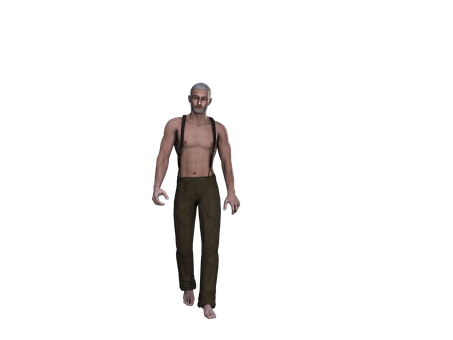 Bare Chested Elderly Man3 D Model PNG image