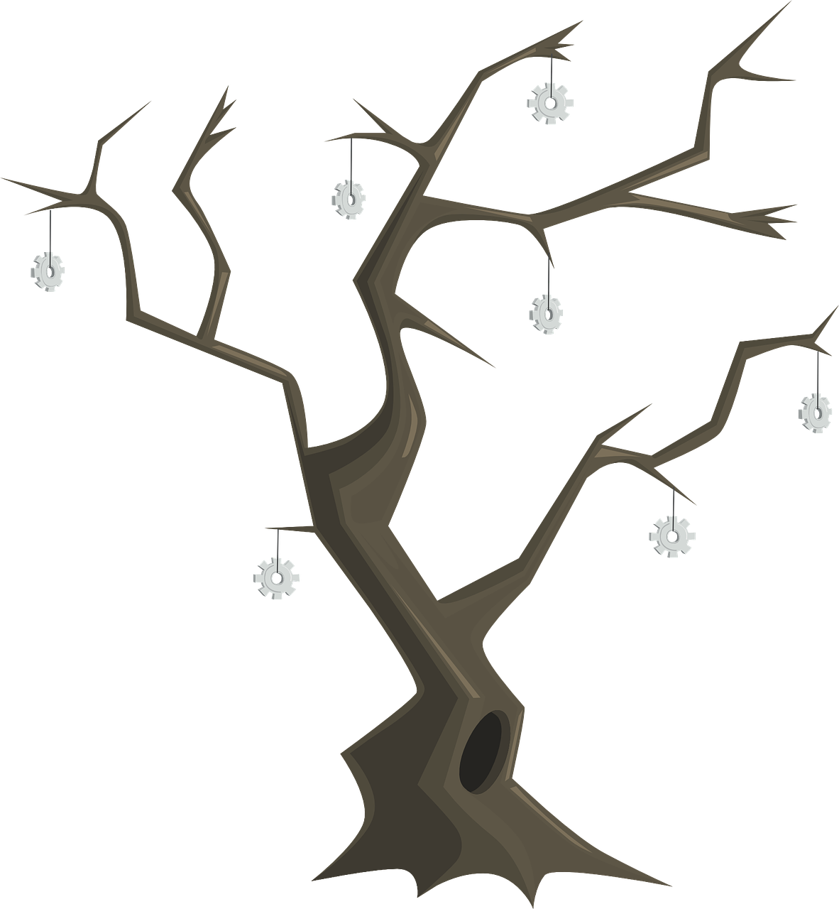 Bare Treewith Spider Webs PNG image