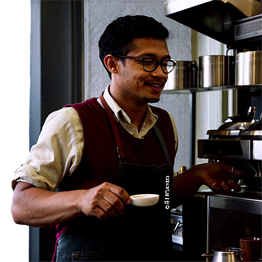 Barista In Coffee Shop Png Vxu16 PNG image