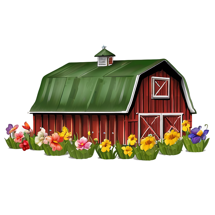 Barn In A Field Of Flowers Png 06122024 PNG image