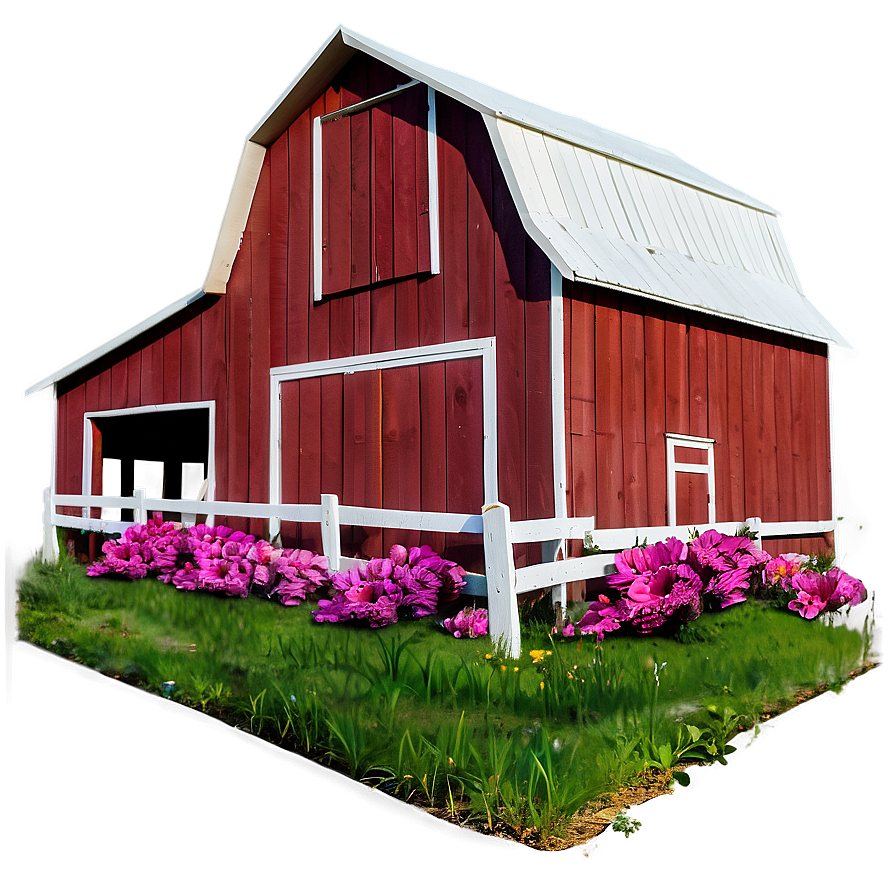 Barn In A Field Of Flowers Png 84 PNG image