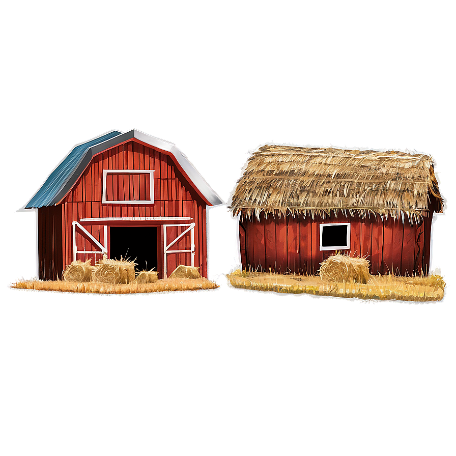 Barn With Haystacks Png 35 PNG image