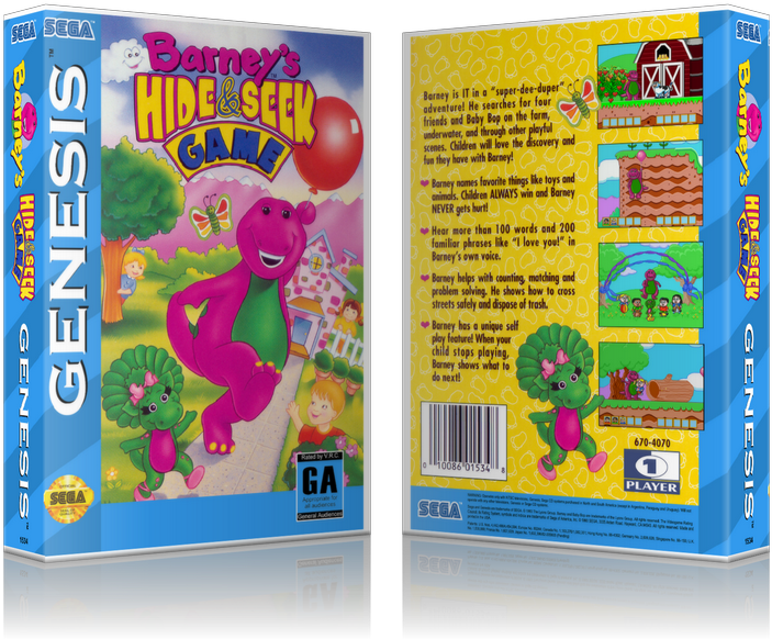 Barneys Hideand Seek Game Sega Genesis PNG image