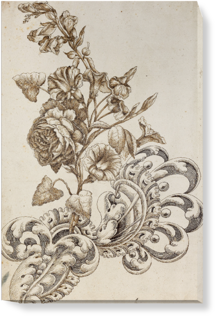 Baroque Floral Elegance Artwork PNG image