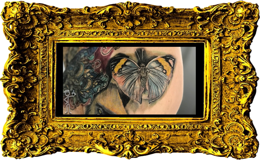 Baroque_ Frame_ Butterfly_ Tattoo_ Arm PNG image