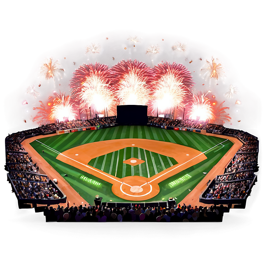 Baseball Diamond With Fireworks Png 06132024 PNG image