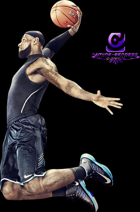 Basketball Dunk Pose Leap PNG image