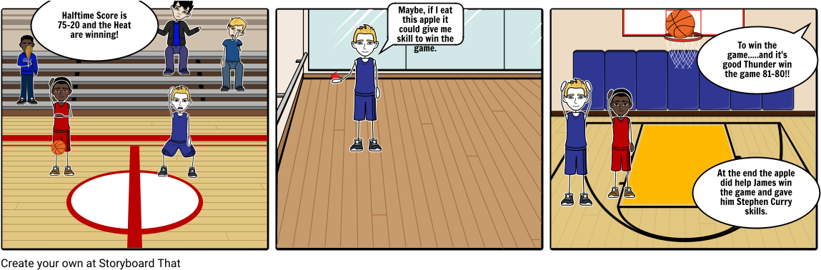 Basketball Game Comic Storyboard PNG image