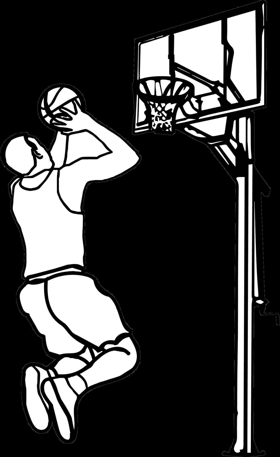 Basketball Player Shooting Blackand White PNG image