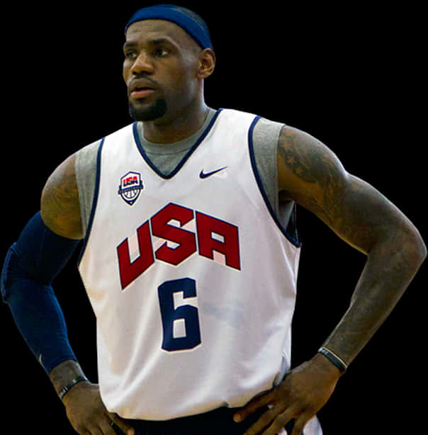 Basketball_ Player_ U S A_ Jersey_ Number_6 PNG image