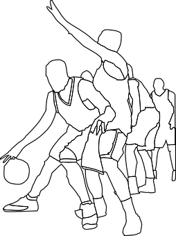 Basketball Players Silhouette Action PNG image