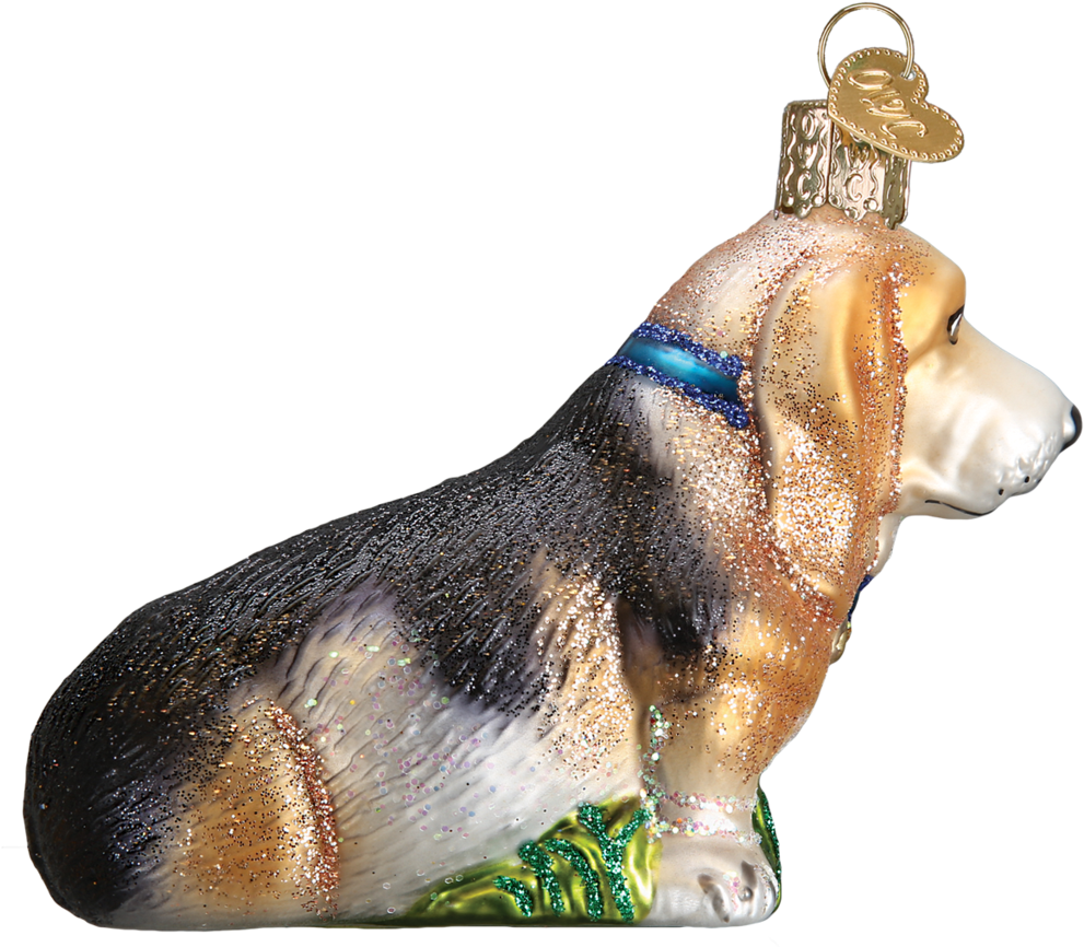 Basset Hound Christmas Ornament PNG image