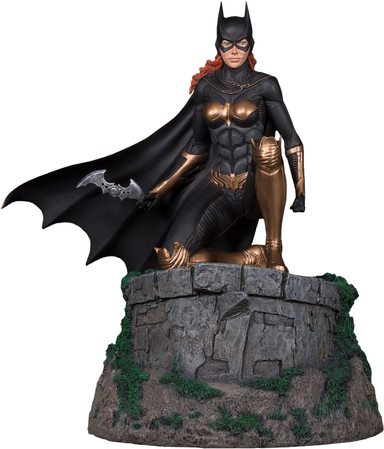 Batgirl Statueon Stone Pedestal PNG image