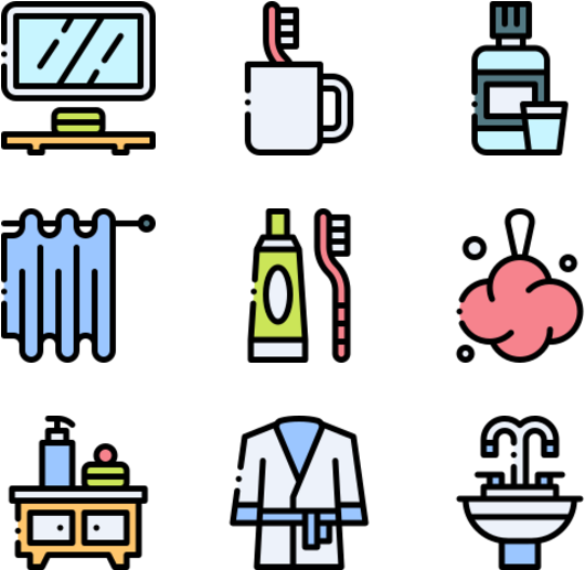 Bathroom Items Icons Set PNG image