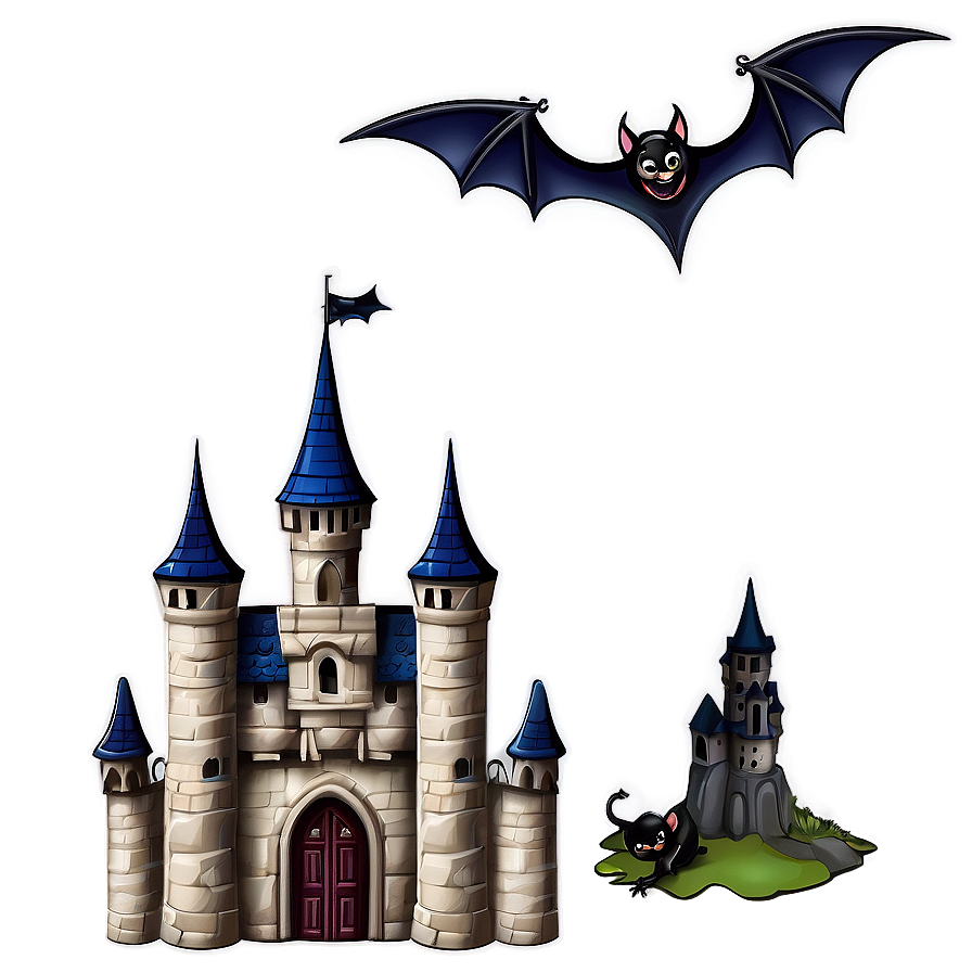 Bats And Gothic Castle Png 05232024 PNG image