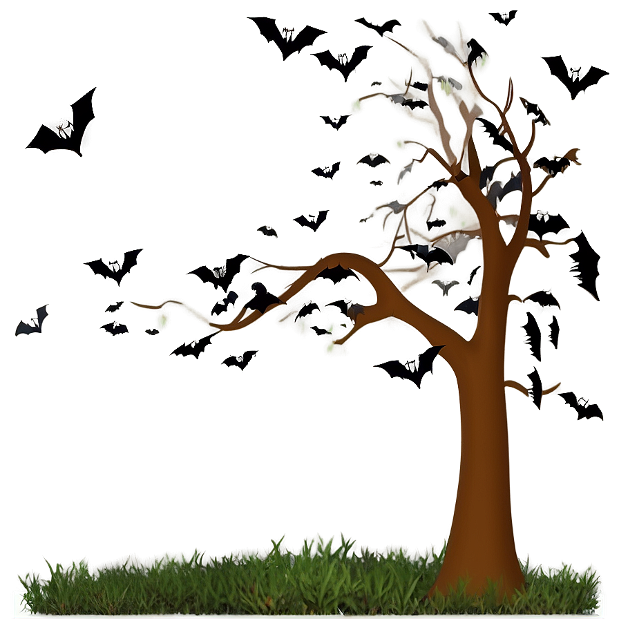 Bats Over Spooky Tree Png 05232024 PNG image