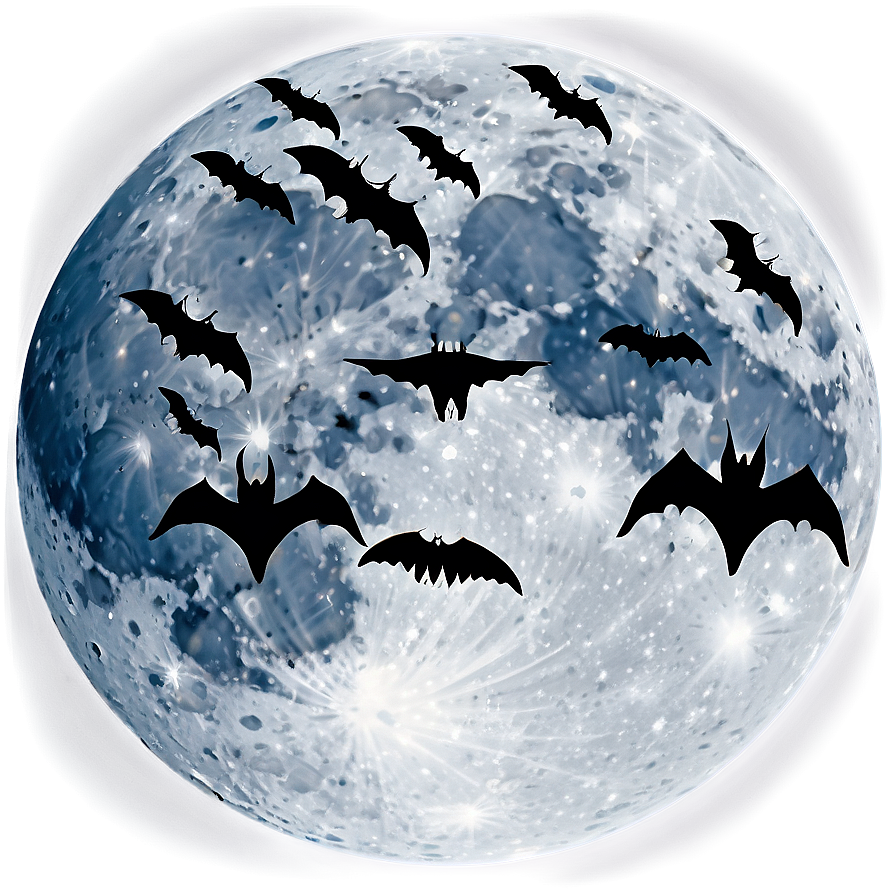 Bats Silhouette Against Full Moon Png 26 PNG image