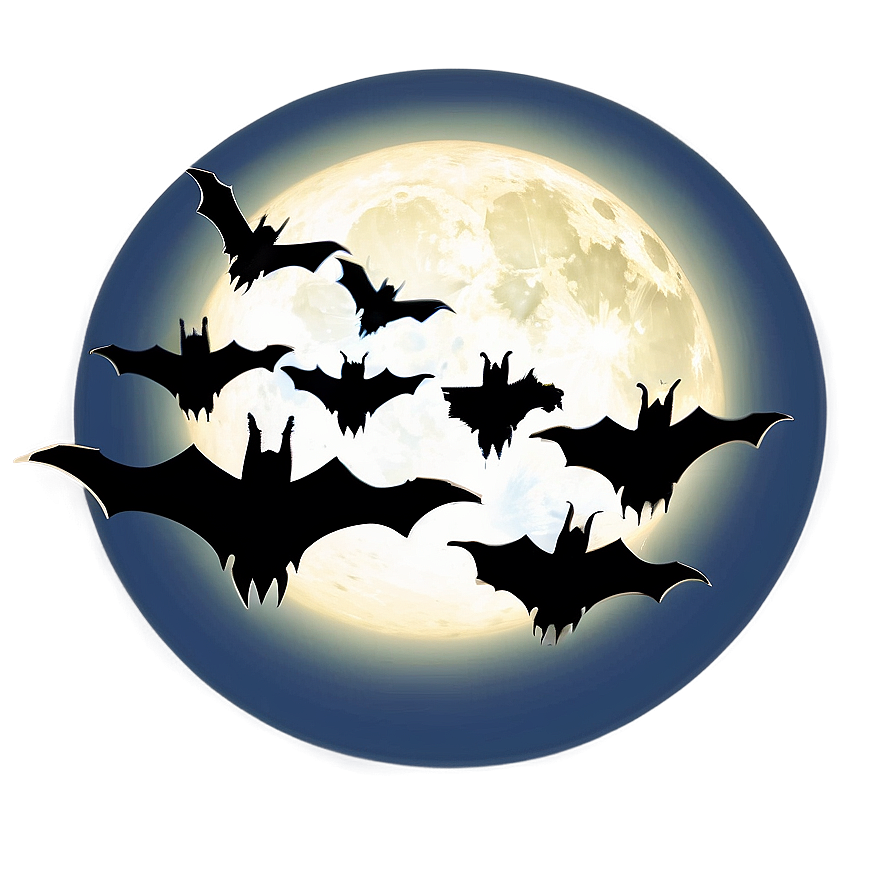 Bats Silhouette Against Full Moon Png 68 PNG image