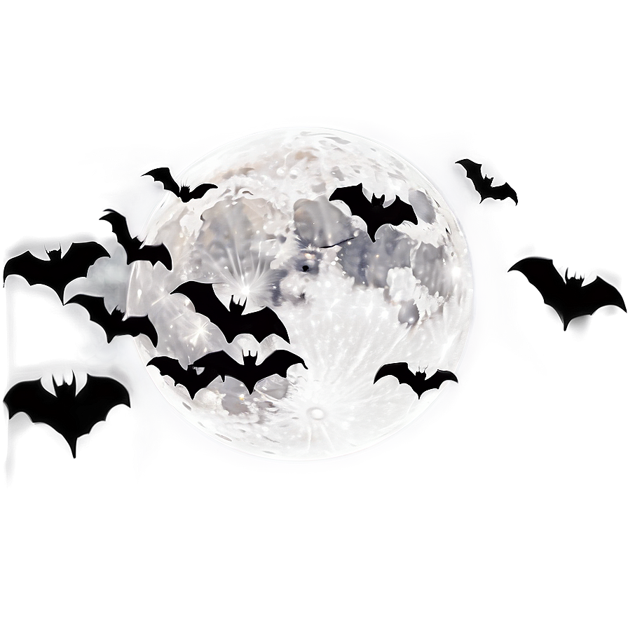 Bats Silhouette Against Full Moon Png Jpm PNG image