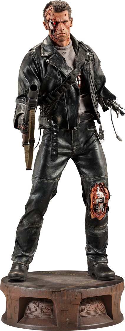 Battle Damaged Terminator Statue PNG image