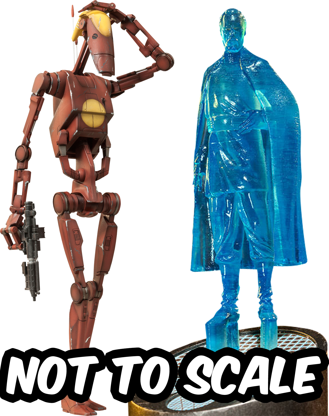 Battle Droidand Hologram Figure Comparison PNG image