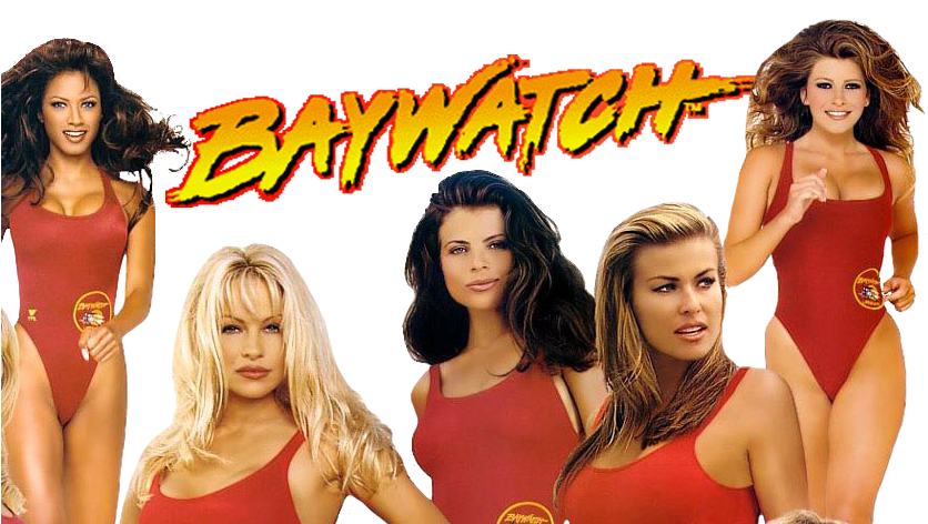 Baywatch Cast Red Swimsuits PNG image