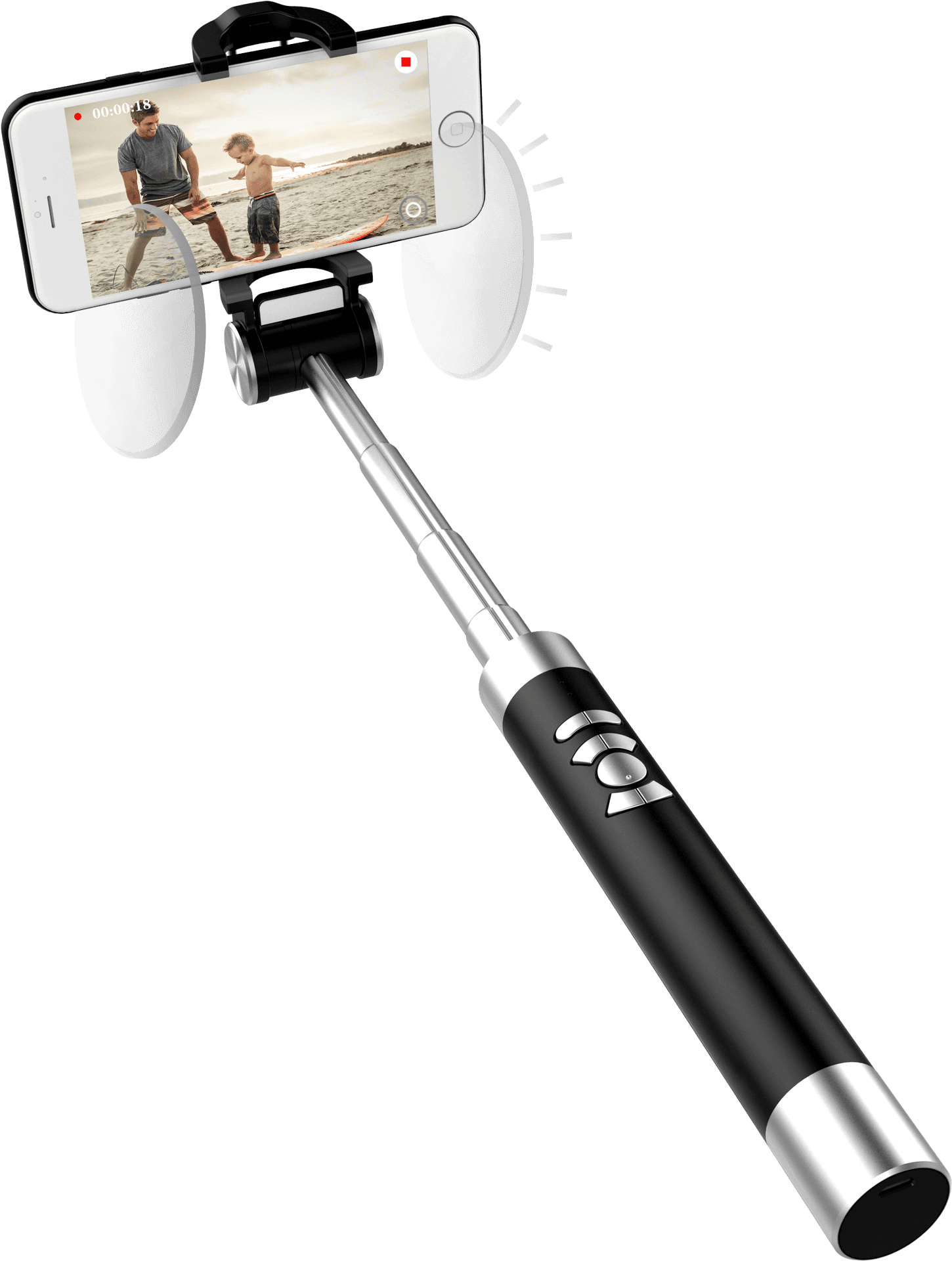 Beach Day Selfie Stick Use PNG image