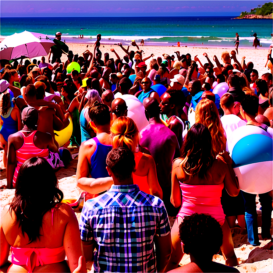 Beach Party Crowd Png 05242024 PNG image