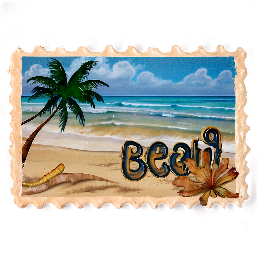 Beach Postcard Stamp Png Uwu25 PNG image