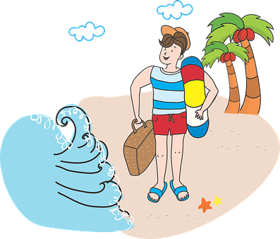 Beach Ready Cartoon Character PNG image
