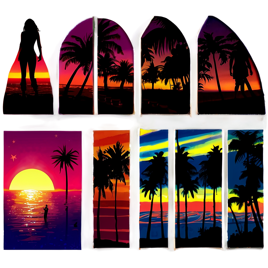 Beach Sunset Silhouettes Png 9 PNG image