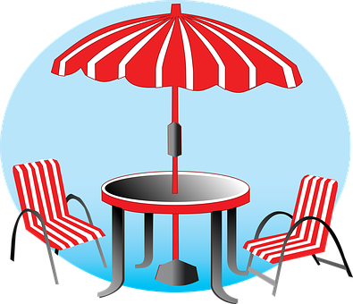 Beach Umbrellaand Chairs Graphic PNG image