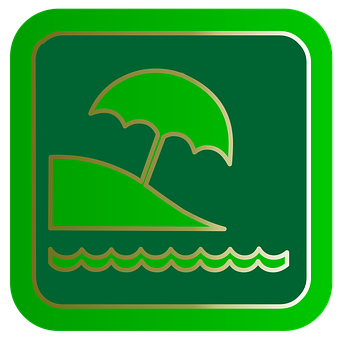 Beach Umbrellaand Waves Icon PNG image
