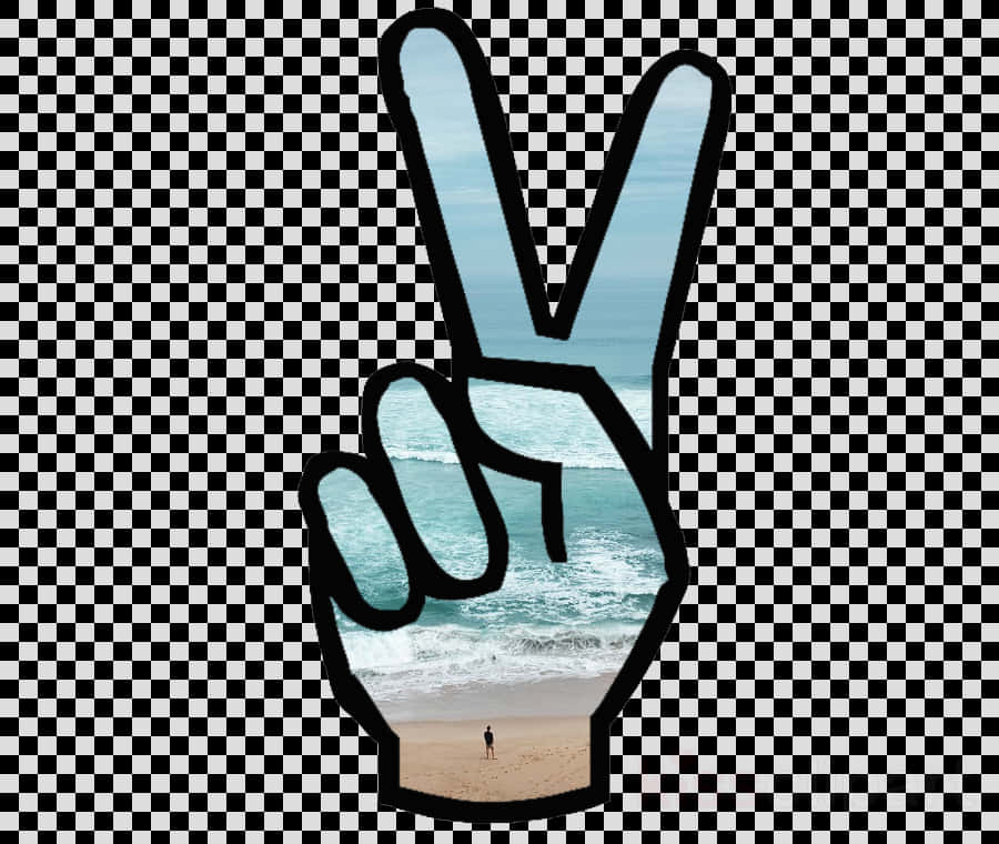 Beach View Peace Sign PNG image