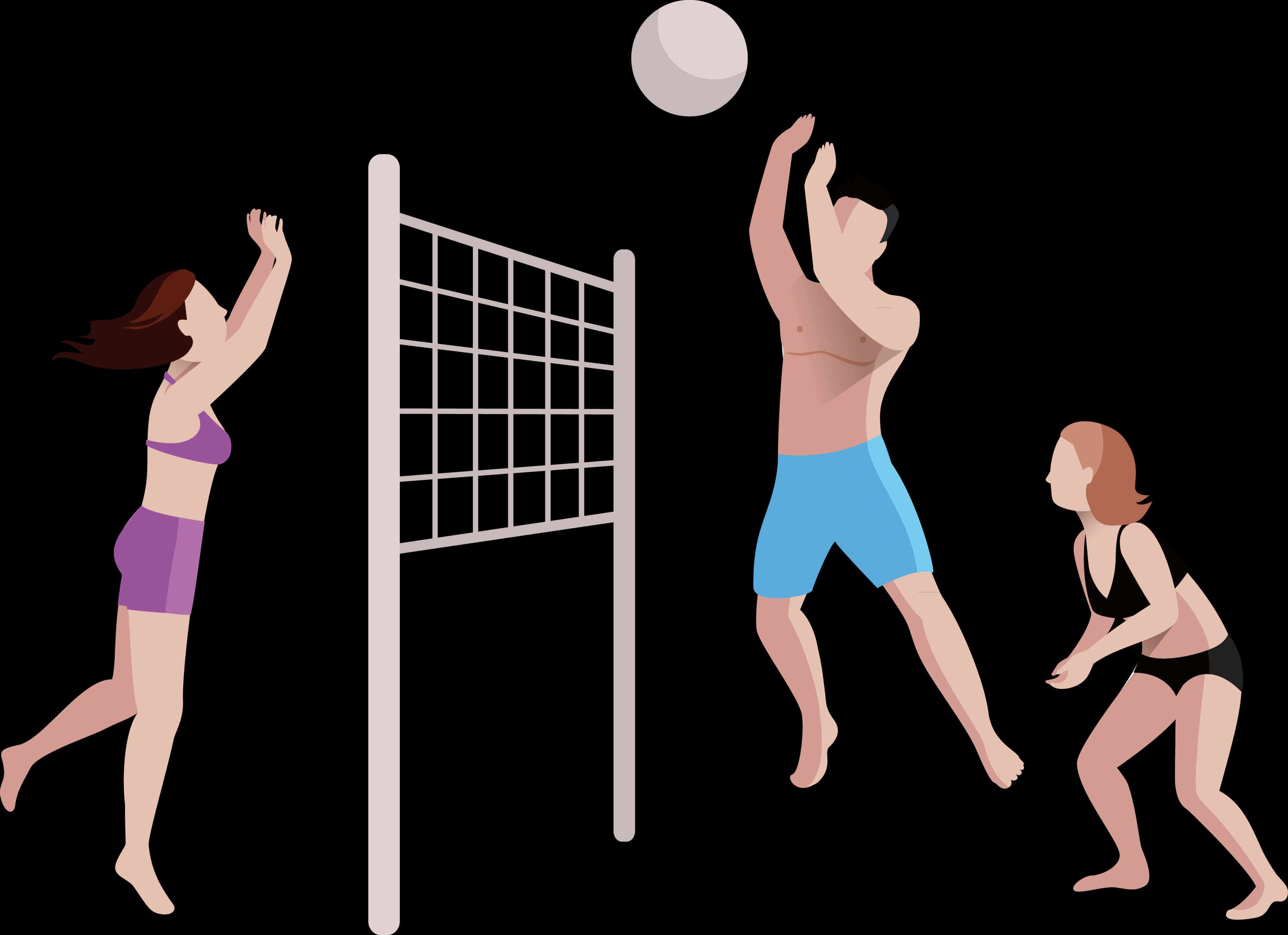 Beach Volleyball Action Illustration PNG image