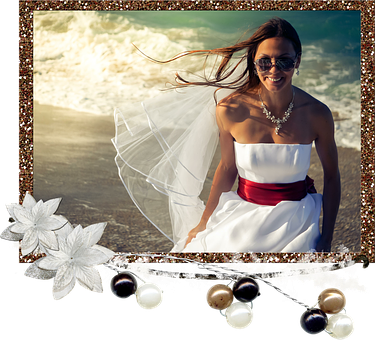 Beachside Bridein Sunshine PNG image