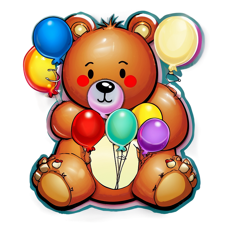 Bear With Balloons Png 05032024 PNG image