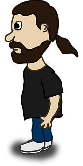 Bearded Cartoon Man Side View PNG image