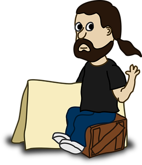 Bearded Cartoon Man Sitting PNG image