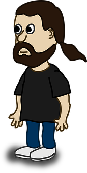 Bearded Cartoon Man Standing PNG image