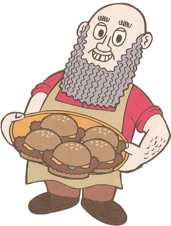 Bearded Chef Holding Burgers PNG image