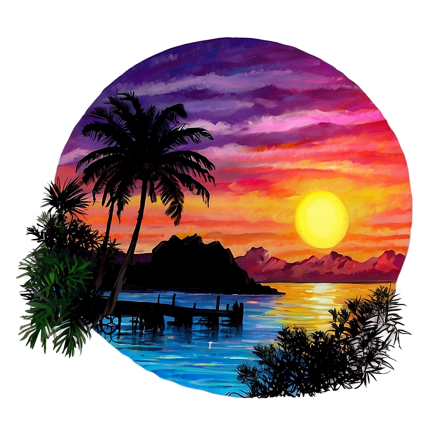 Beautiful Sunset Painting Png 72 PNG image