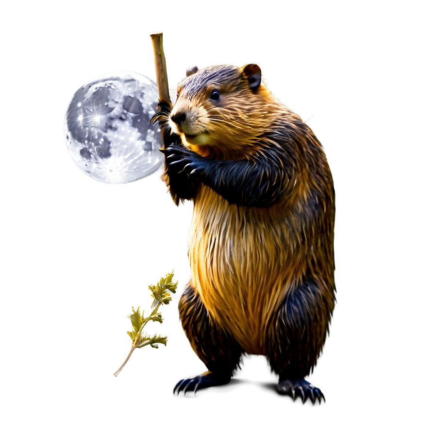 Beaver By Moonlight Png 05242024 PNG image