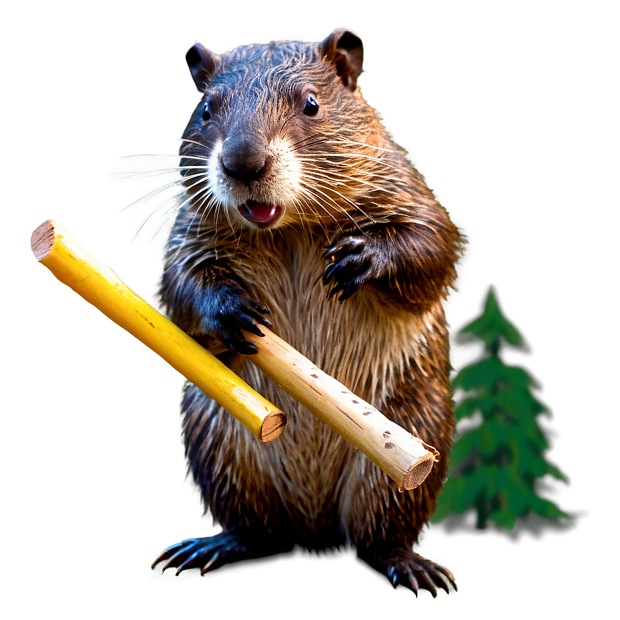 Beaver Chewing Wood Png 05242024 PNG image