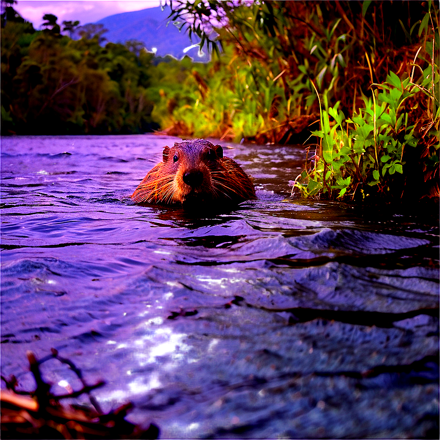 Beaver On Riverbank Png Idt PNG image